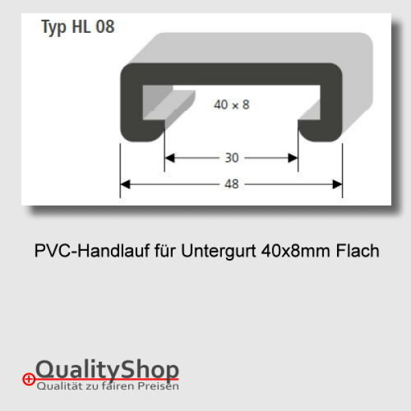 PVC Handlauf Typ. HL08 für Flachstahl 40x8mm